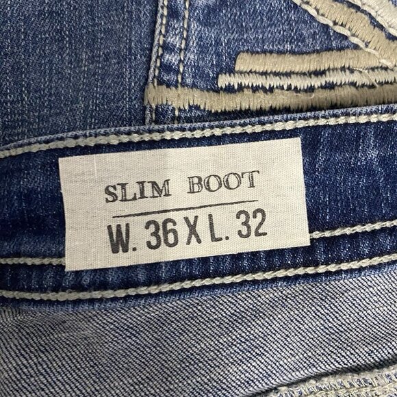 TK Axel Jeans Men's 36x32** Slim Boot Cut Flap Pockets Hartford Conn Blue Denim - Picture 8 of 9